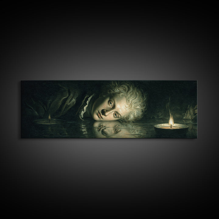 The Lake Phantom, Gothic Nightmare Art, Extra Wide Wall Art, Dark Fantasy Wall Art, Canvas Print, Halloween Wall Art, Halloween Decor