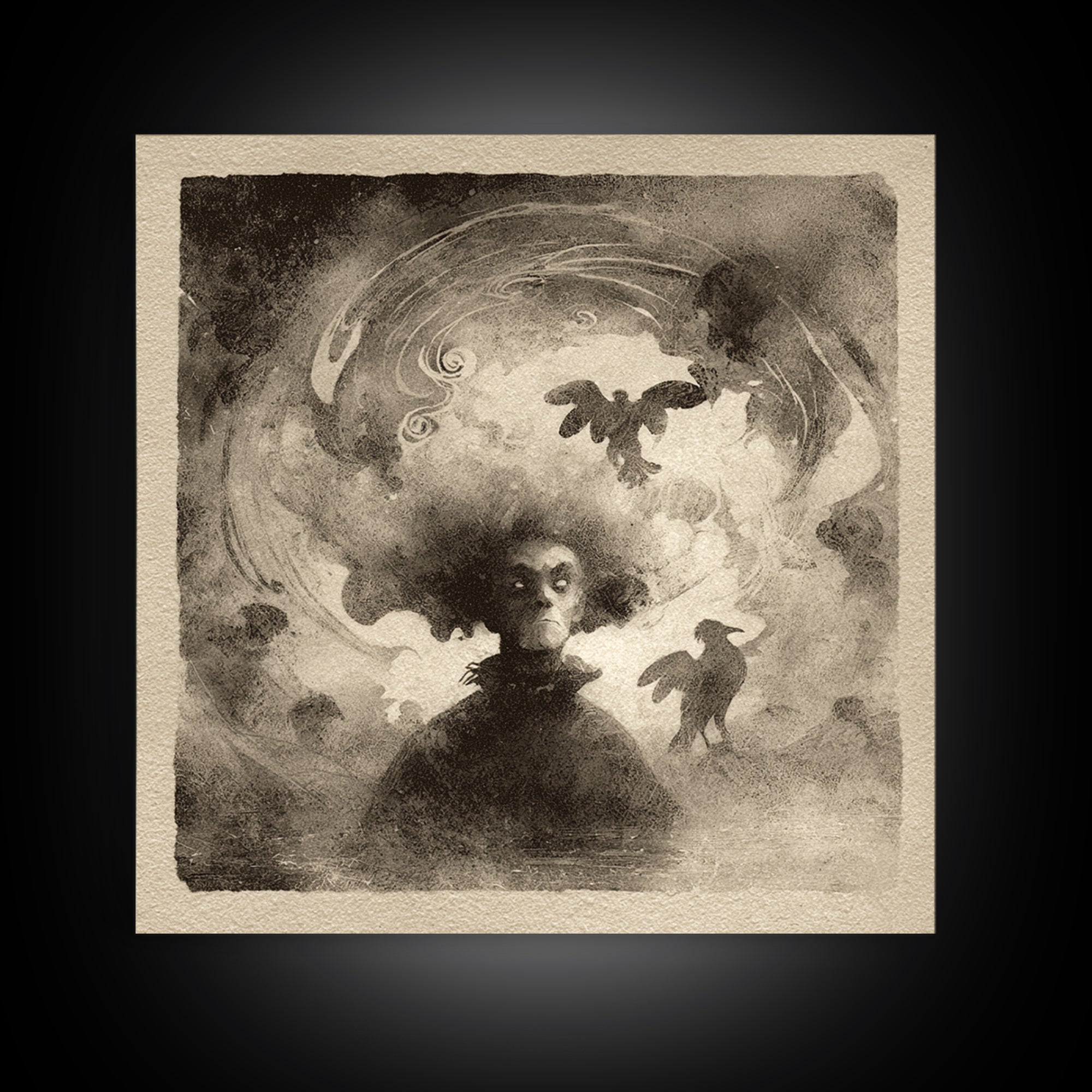 The Lake Phantom, Symbolist Dream Art, Square Wall Art, Dark Fantasy Wall Art, Framed Canvas Print, Halloween Wall Art