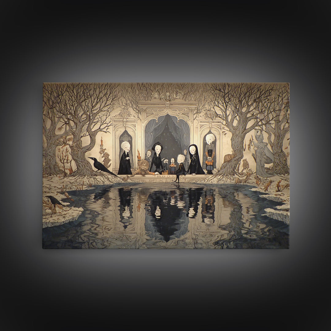 The Lake Phantom, Victorian Macabre Art, Landscape Wall Art, Gothic Horror Wall Art, Canvas Print, Halloween Wall Art, Dark Fantasy Art