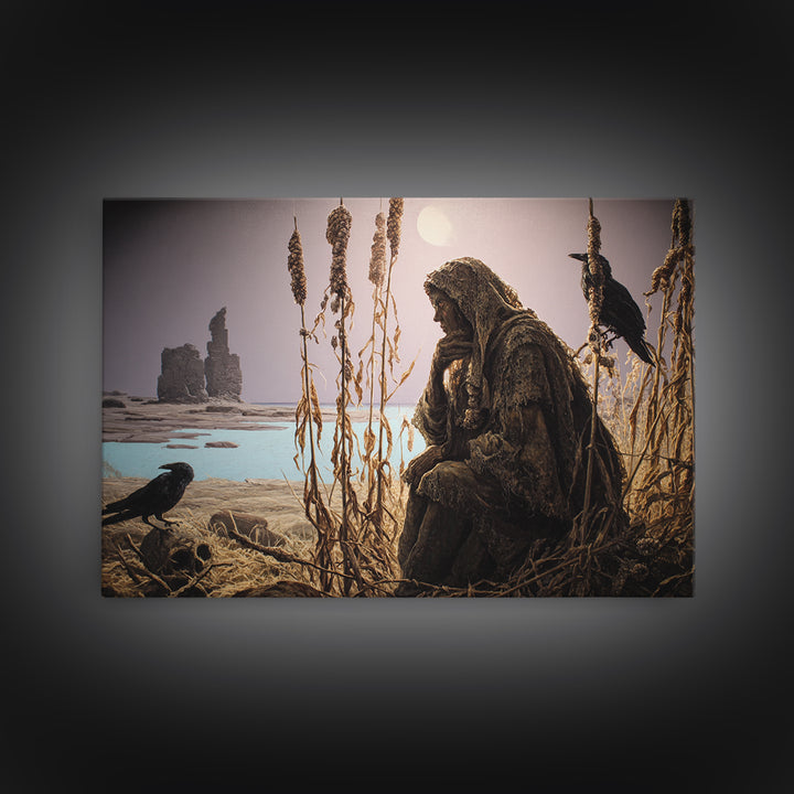 The Salt-Marsh Witch, Romantic Gothic Landscape, Landscape Wall Art, Macabre Wall Art, Framed Canvas Print, Halloween Wall Art