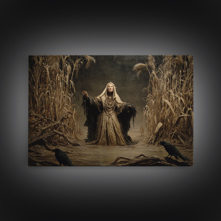 The Salt-Marsh Witch, Symbolist Gothic Landscape, Landscape Wall Art, Gothic Horror Wall Art, Framed Canvas Print, Halloween Wall Art