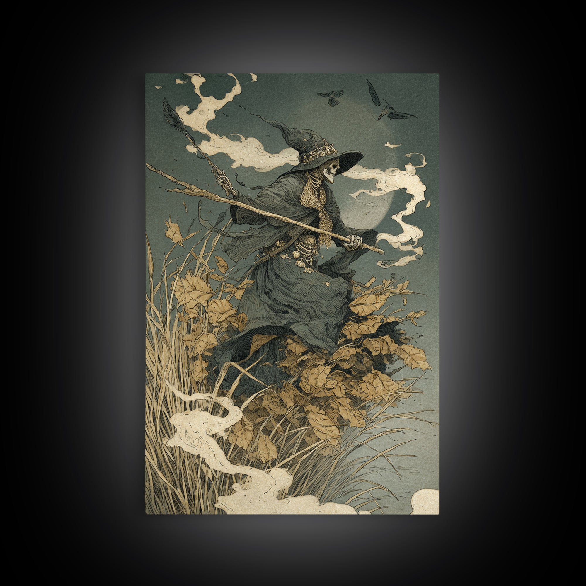 The Salt-Marsh Witch, Decadent Gothic Art, Vertical Wall Art, Dark Halloween Decor, Canvas Print, Halloween Wall Art, Horror Wall Art