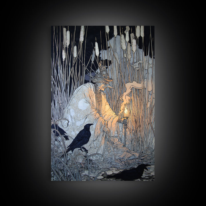 The Salt-Marsh Witch, Stained Glass Gothic Art, Vertical Wall Art, Gothic Horror Wall Art, Canvas Print, Halloween Wall Art