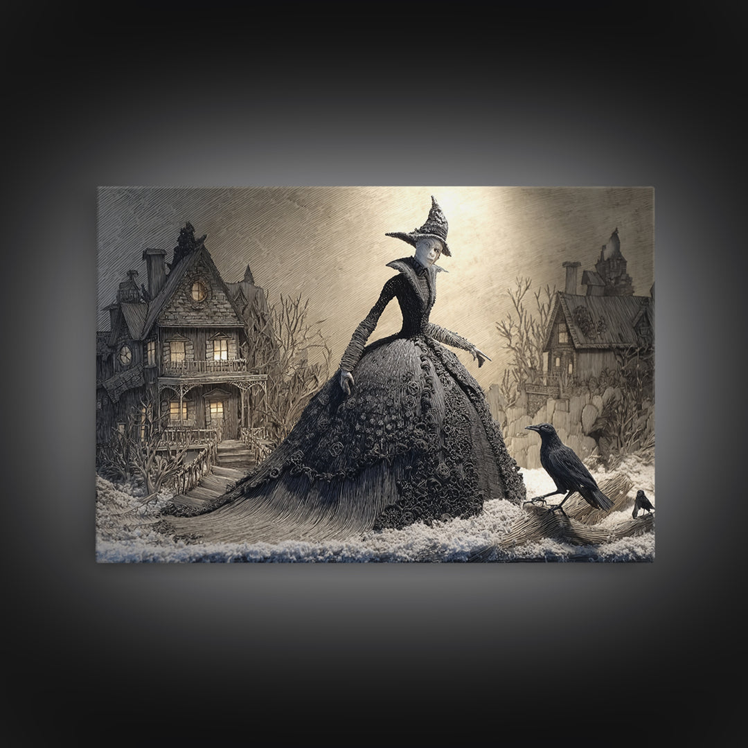 The Salt-Marsh Witch, Victorian Macabre Art, Landscape Wall Art, Macabre Wall Art, Canvas Print, Halloween Wall Art