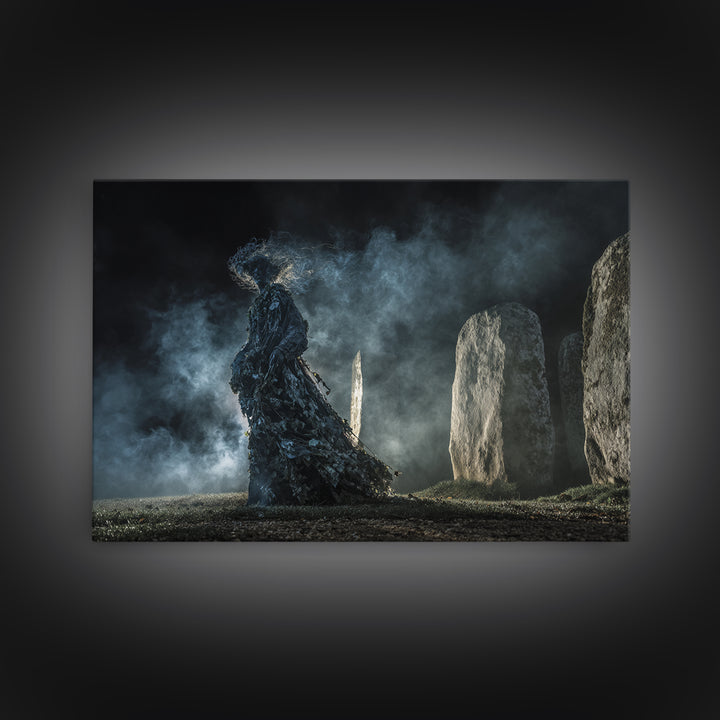 The Stone-Circle Spirit, Visionary Gothic Art, Landscape Wall Art, Dark Fantasy Wall Art, Canvas Print, Halloween Wall Art