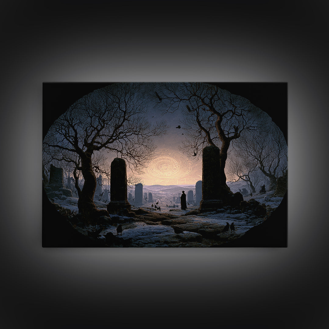 The Stone-Circle Spirit, Romantic Gothic Landscape, Landscape Wall Art, Dark Halloween Decor, Canvas Print, Halloween Wall Art