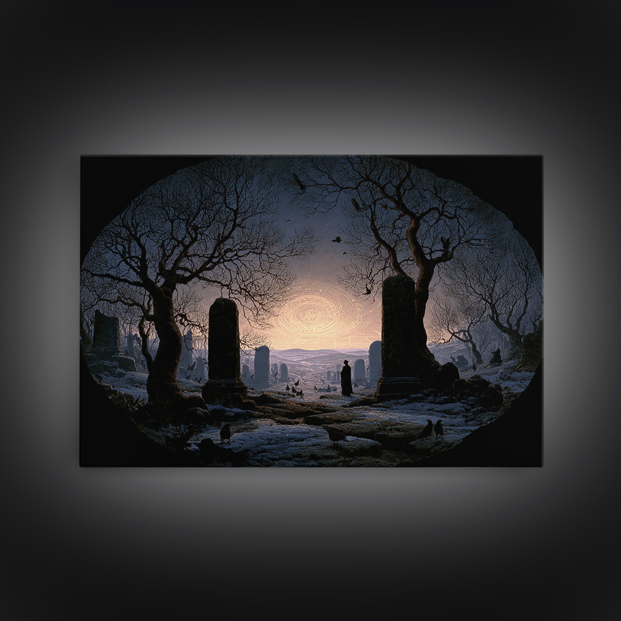 The Stone-Circle Spirit, Romantic Gothic Landscape, Landscape Wall Art, Dark Halloween Decor, Canvas Print, Halloween Wall Art