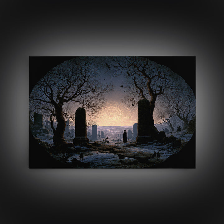 The Stone-Circle Spirit, Romantic Gothic Landscape, Landscape Wall Art, Dark Halloween Decor, Canvas Print, Halloween Wall Art