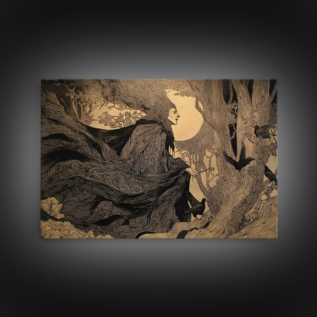 The Stone-Circle Spirit, Victorian Macabre Art, Landscape Wall Art, Gothic Horror Wall Art, Canvas Print, Halloween Wall Art