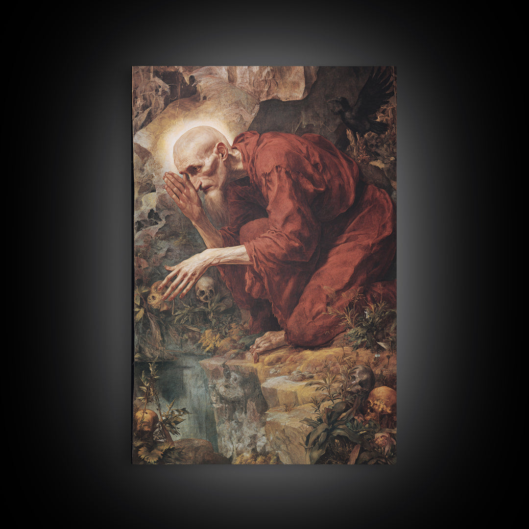 The Cave Oracle, Dark Renaissance Art, Vertical Wall Art, Gothic Horror Wall Art, Canvas Print, Halloween Wall Art