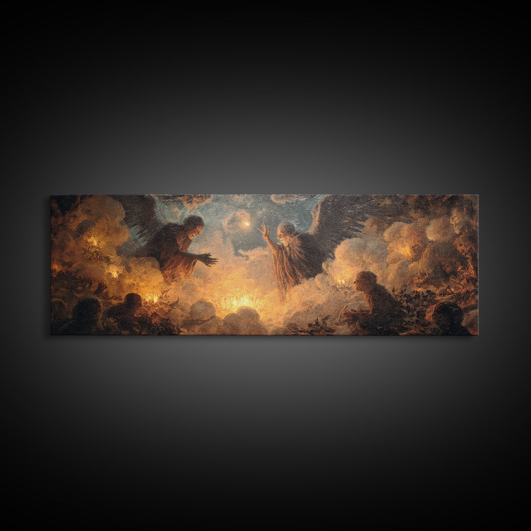 The Cave Oracle, Visionary Gothic Art, Extra Wide Wall Art, Dark Fantasy Wall Art, Canvas Print, Halloween Wall Art