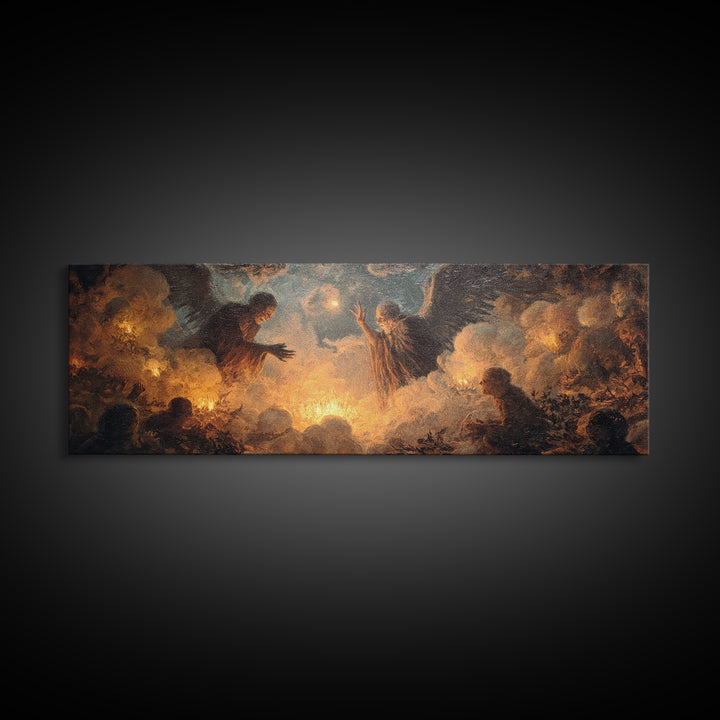 The Cave Oracle, Visionary Gothic Art, Extra Wide Wall Art, Dark Fantasy Wall Art, Canvas Print, Halloween Wall Art