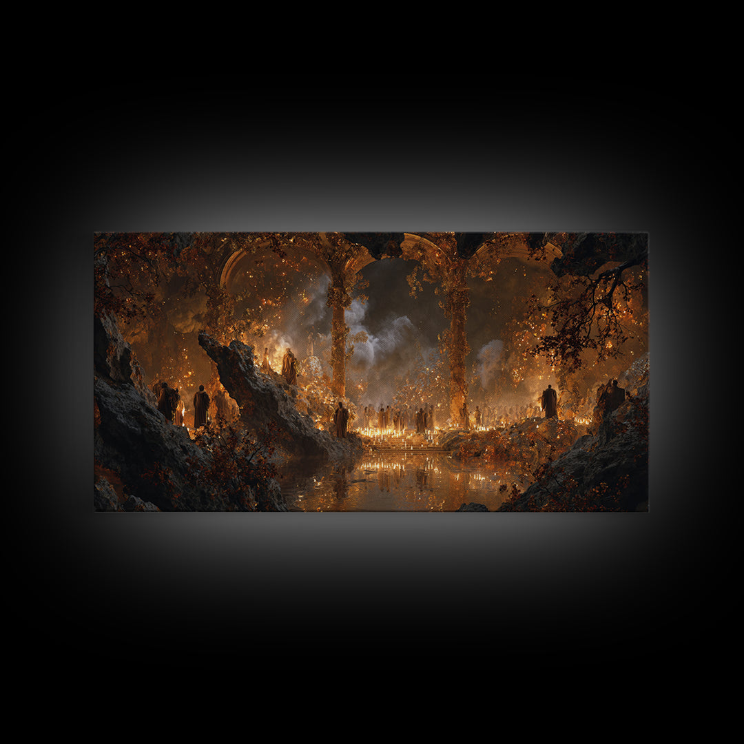 The Cave Oracle, Apocalyptic Romantic Art, Wide Panoramic Art, Gothic Horror Wall Art, Canvas Print, Halloween Wall Art
