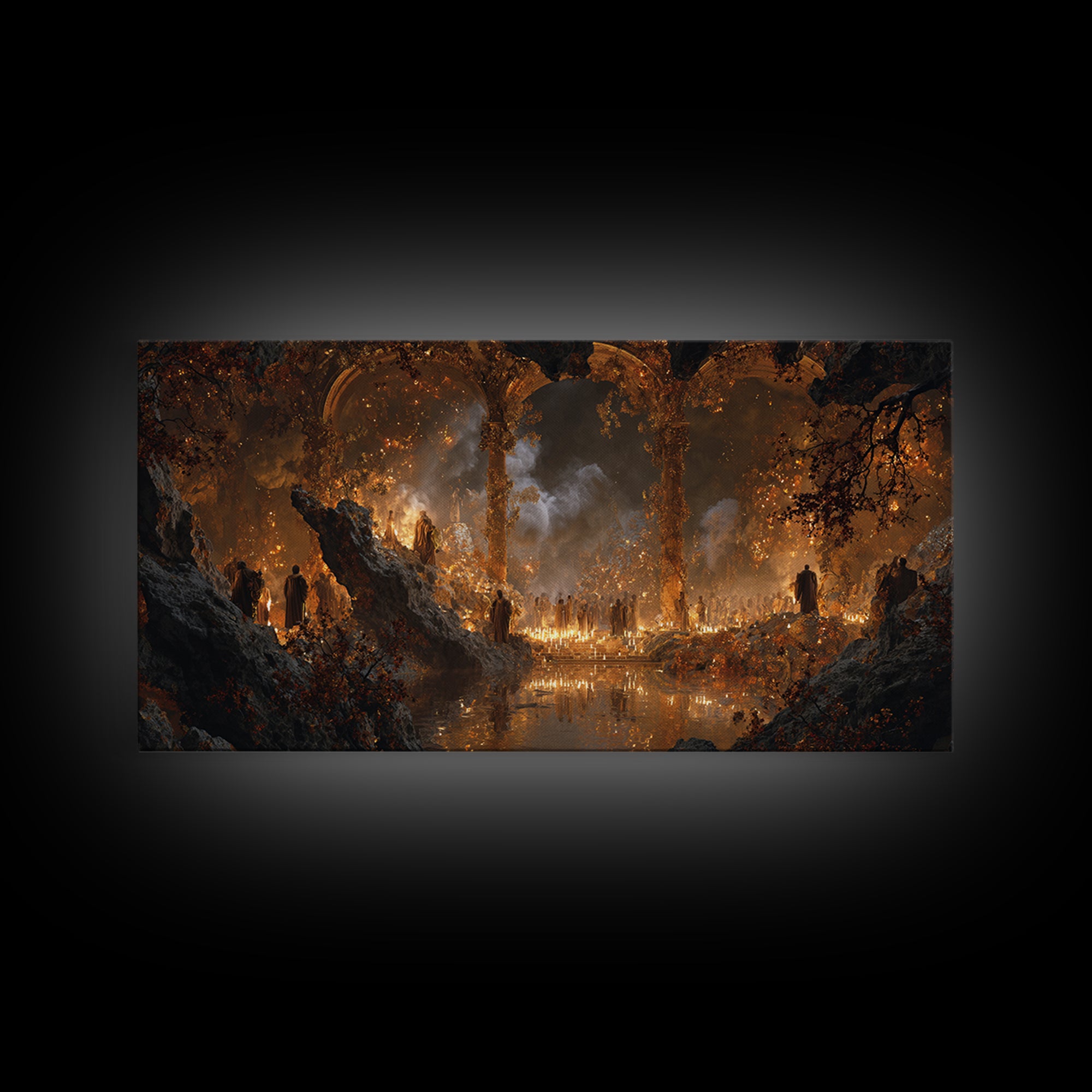 The Cave Oracle, Apocalyptic Romantic Art, Wide Panoramic Art, Gothic Horror Wall Art, Canvas Print, Halloween Wall Art