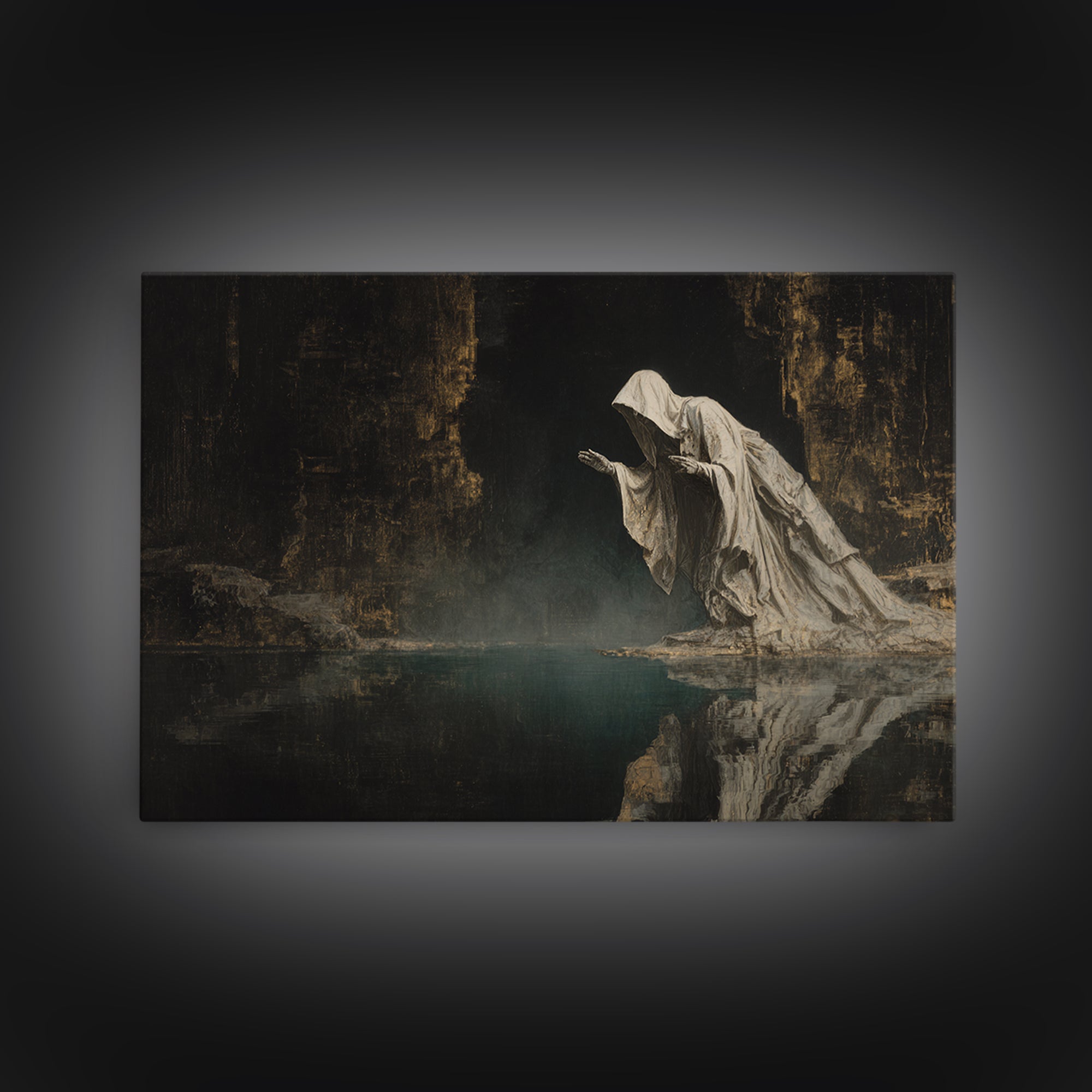 The Cave Oracle, Symbolist Gothic Landscape, Landscape Wall Art, Dark Halloween Decor, Canvas Print, Halloween Wall Art, Gothic Home Decor
