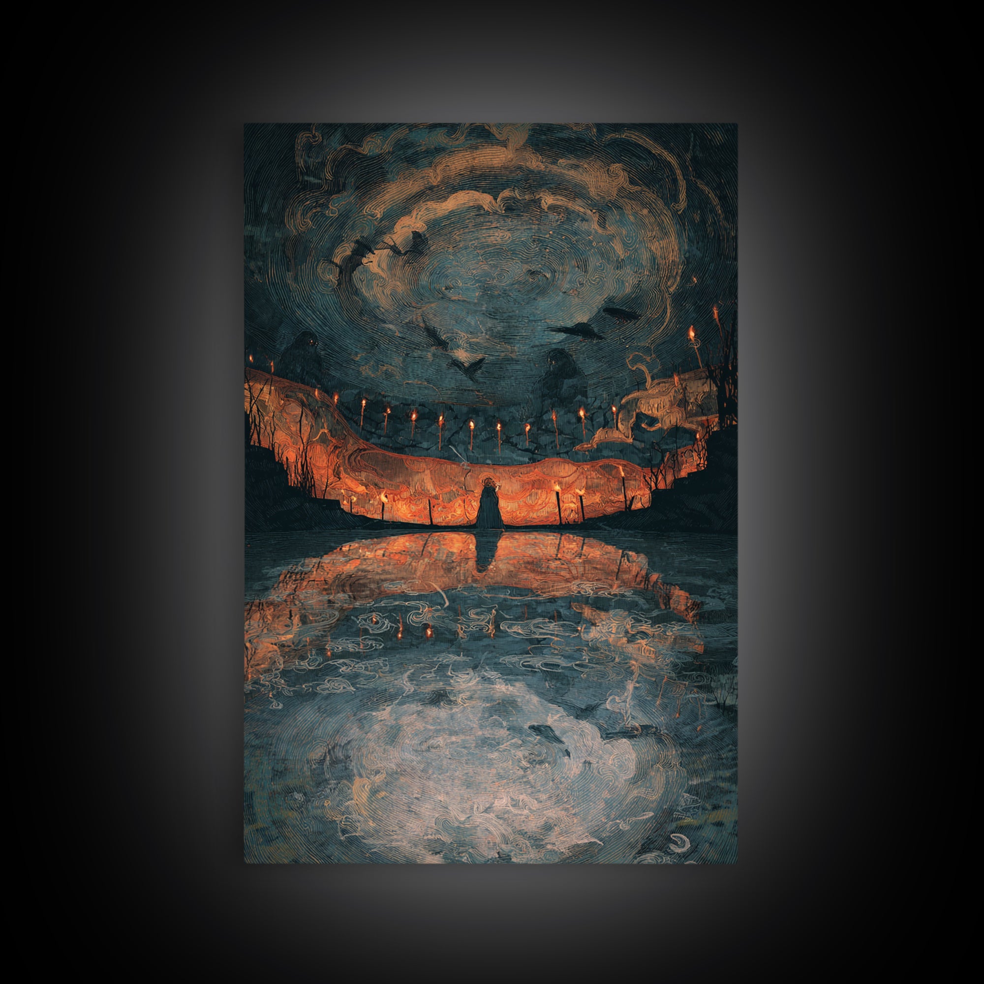 The Cave Oracle, Expressionist Gothic Art, Vertical Wall Art, Gothic Horror Wall Art, Canvas Print, Halloween Wall Art