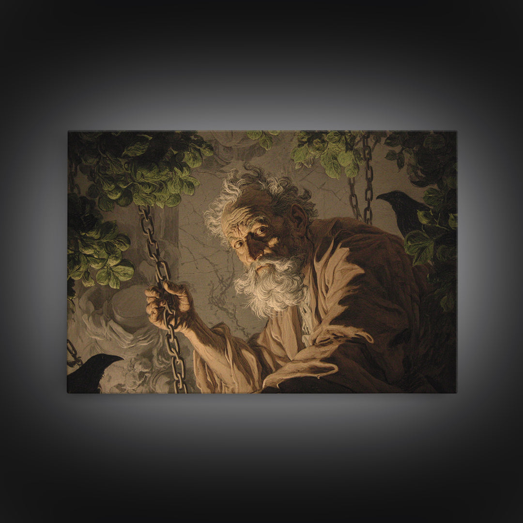 The Orchard Hag, Architectural Etching Art, Landscape Wall Art, Gothic Horror Wall Art, Canvas Print, Halloween Wall Art