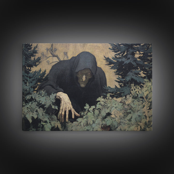 The Orchard Hag, Symbolist Gothic Landscape, Landscape Wall Art, Macabre Wall Art, Framed Canvas Print, Halloween Wall Art