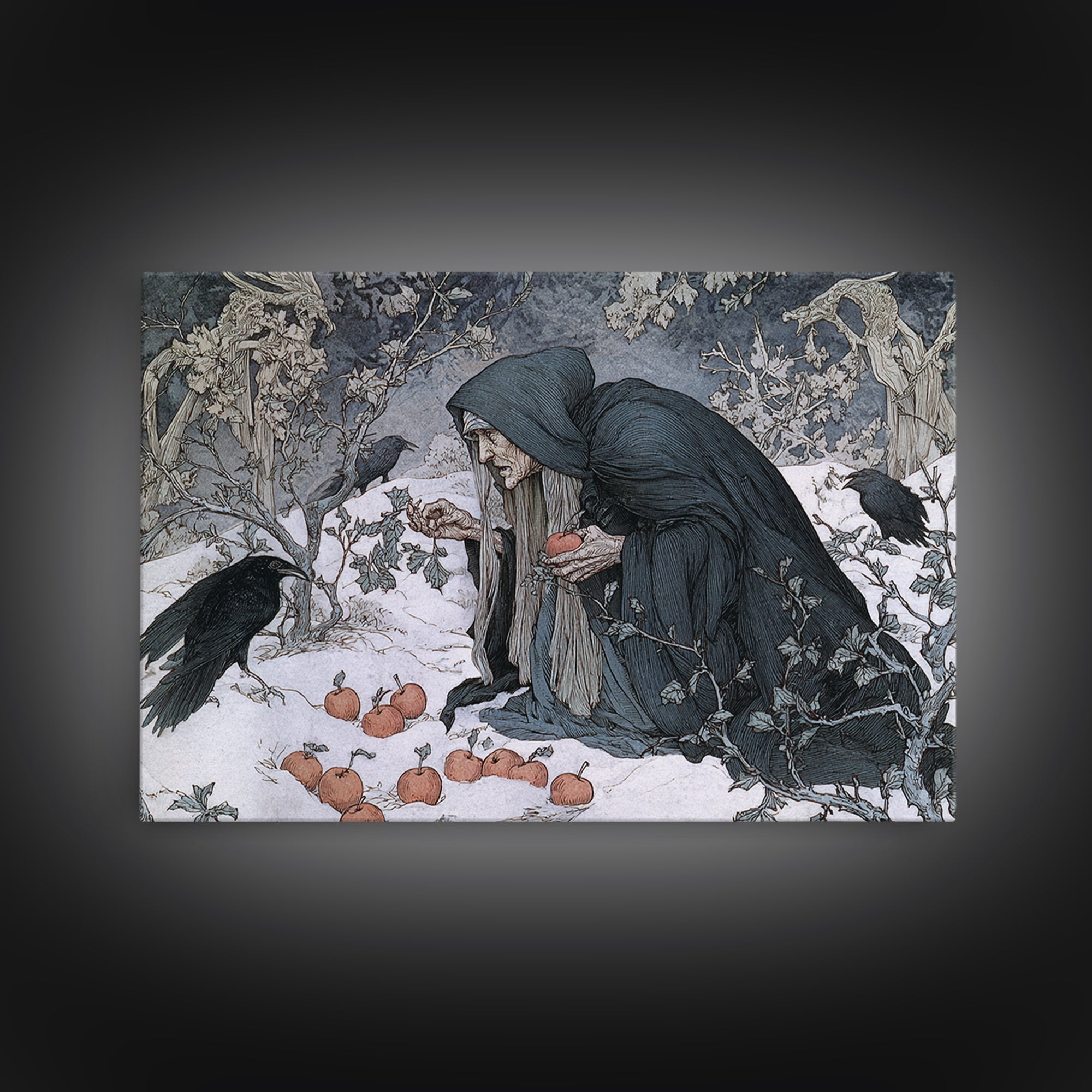 The Orchard Hag, Symbolist Death Art, Landscape Wall Art, Macabre Wall Art, Canvas Print, Halloween Wall Art, Seasonal Home Decor