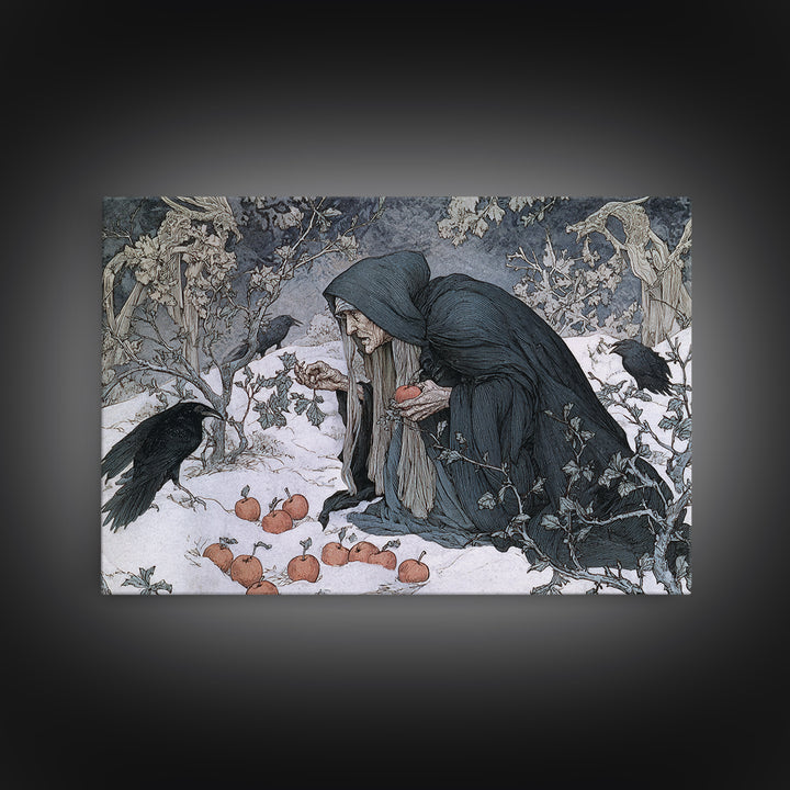 The Orchard Hag, Symbolist Death Art, Landscape Wall Art, Macabre Wall Art, Canvas Print, Halloween Wall Art, Seasonal Home Decor