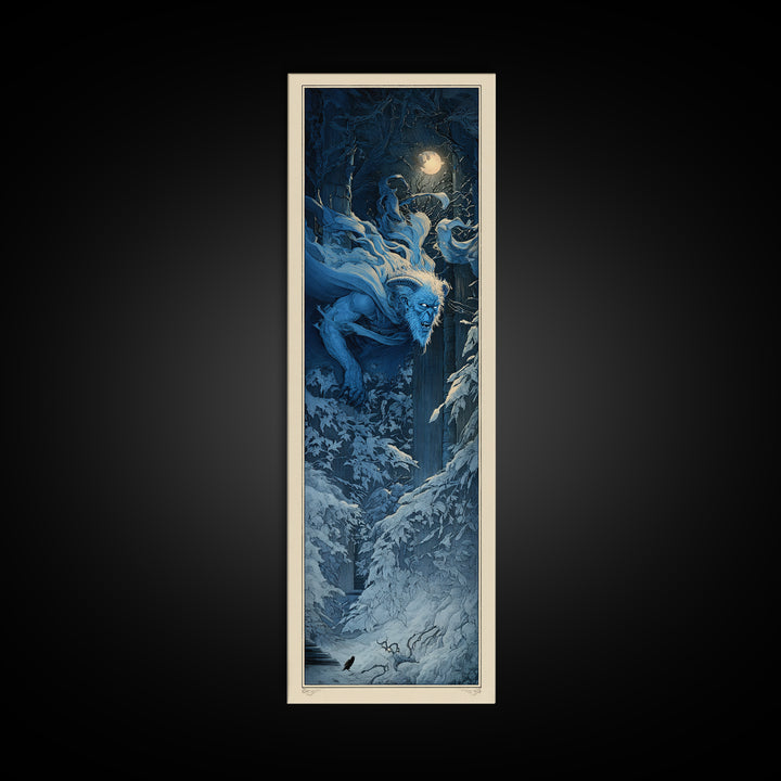 The Frost Goblin, Gothic Engraving Art, Tall Narrow Wall Art, Gothic Horror Wall Art, Framed Canvas Print, Halloween Wall Art