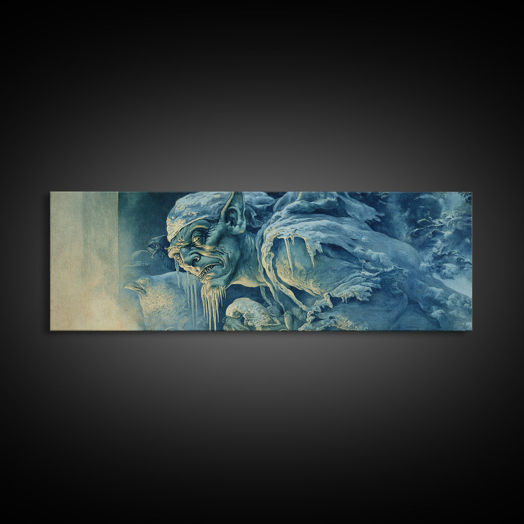 The Frost Goblin, Dark Renaissance Art, Extra Wide Wall Art, Dark Fantasy Wall Art, Canvas Print, Halloween Wall Art