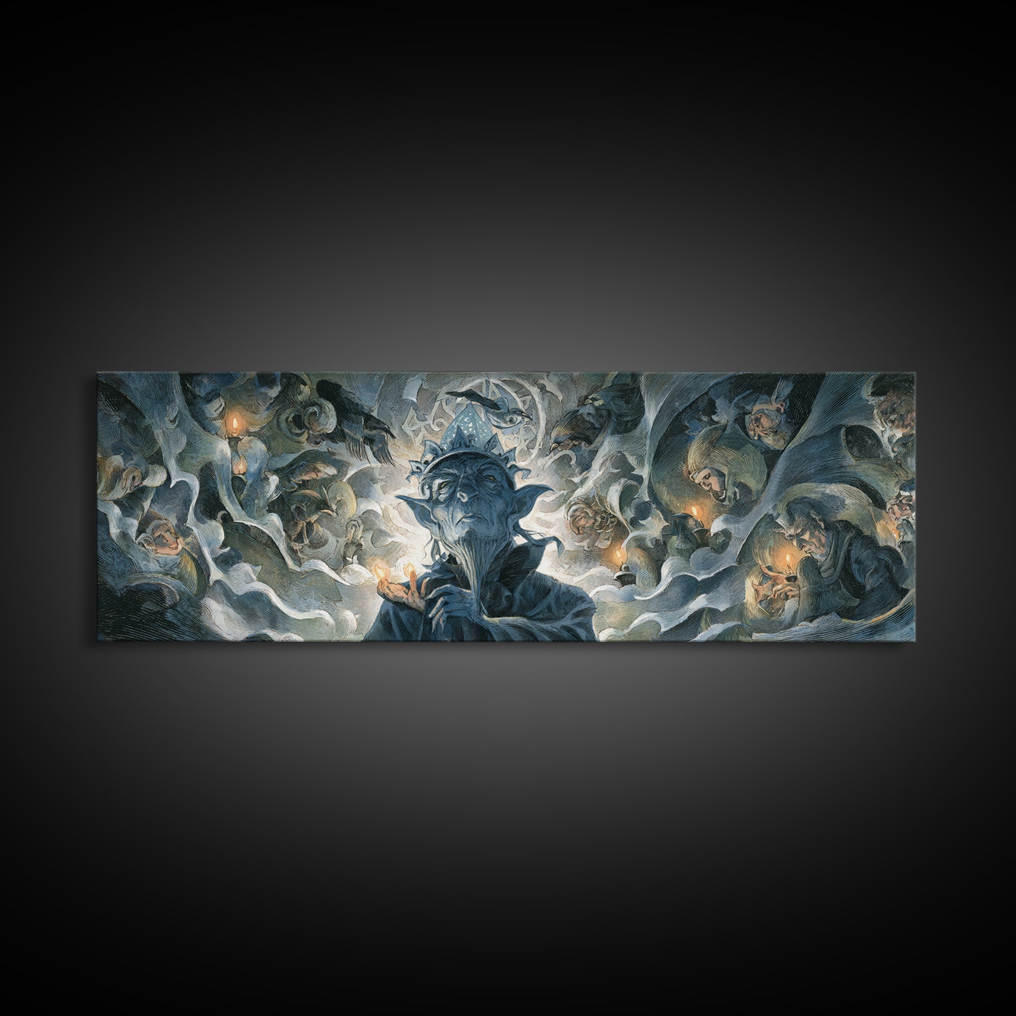The Frost Goblin, Gothic Nightmare Art, Extra Wide Wall Art, Macabre Wall Art, Framed Canvas Print, Halloween Wall Art