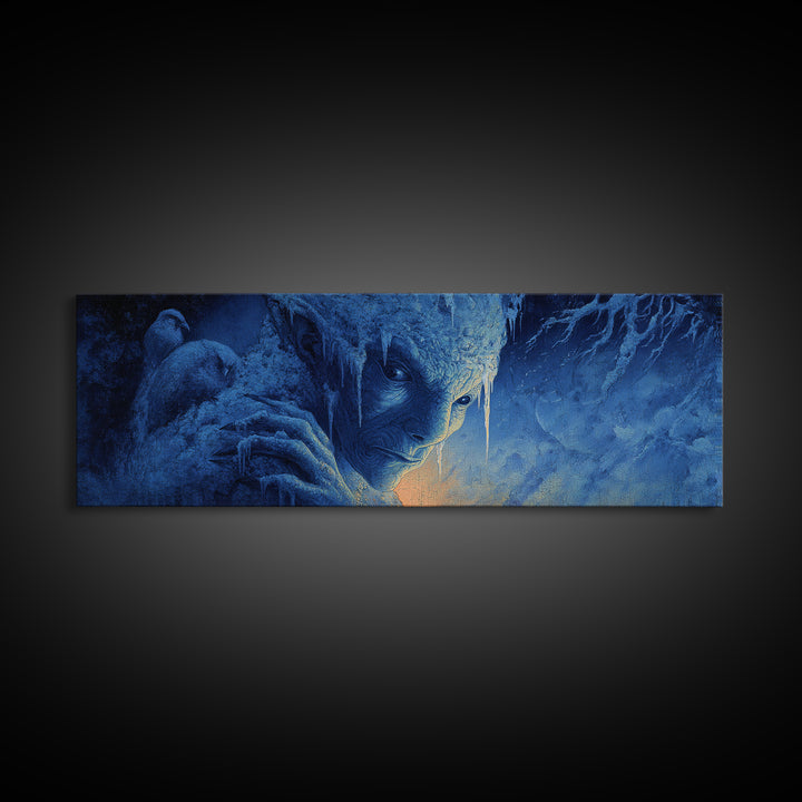 The Frost Goblin, Visionary Gothic Art, Extra Wide Wall Art, Dark Fantasy Wall Art, Canvas Print, Halloween Wall Art, Macabre Wall Art