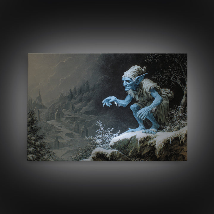 The Frost Goblin, Romantic Gothic Landscape, Landscape Wall Art, Dark Fantasy Wall Art, Framed Canvas Print, Halloween Wall Art