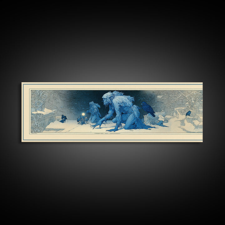 The Frost Goblin, Symbolist Death Art, Extra Wide Wall Art, Macabre Wall Art, Framed Canvas Print, Halloween Wall Art