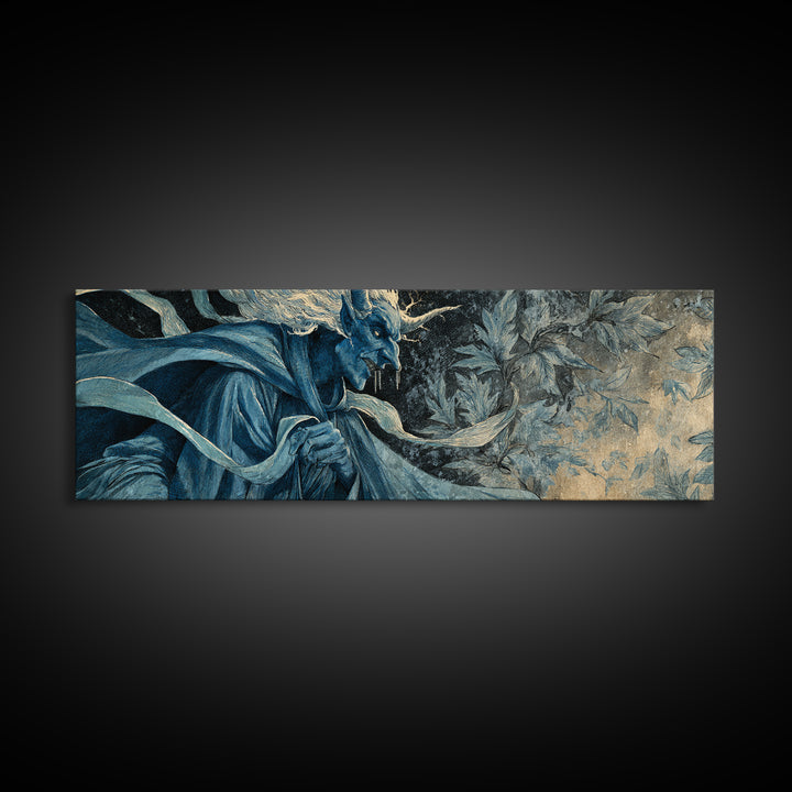 The Frost Goblin, Dark Symbolist Art, Extra Wide Wall Art, Macabre Wall Art, Framed Canvas Print, Halloween Wall Art