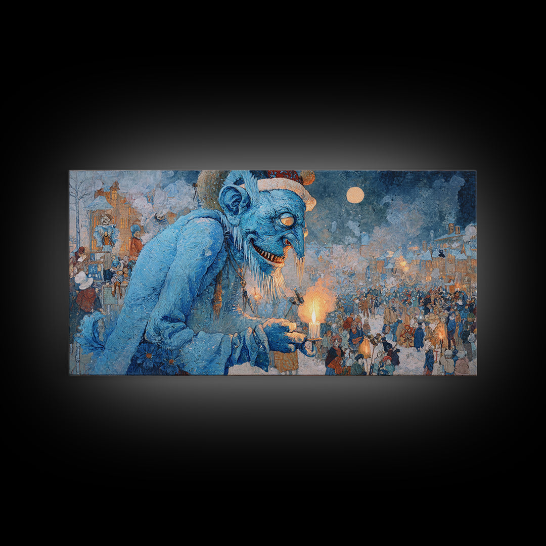 The Frost Goblin, Grotesque Carnival Art, Wide Panoramic Art, Gothic Horror Wall Art, Canvas Print, Halloween Wall Art