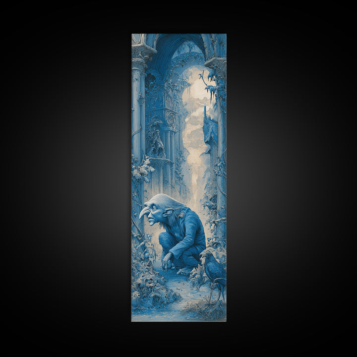 The Frost Goblin, Surreal Apocalyptic Art, Tall Narrow Wall Art, Dark Halloween Decor, Canvas Print, Halloween Wall Art