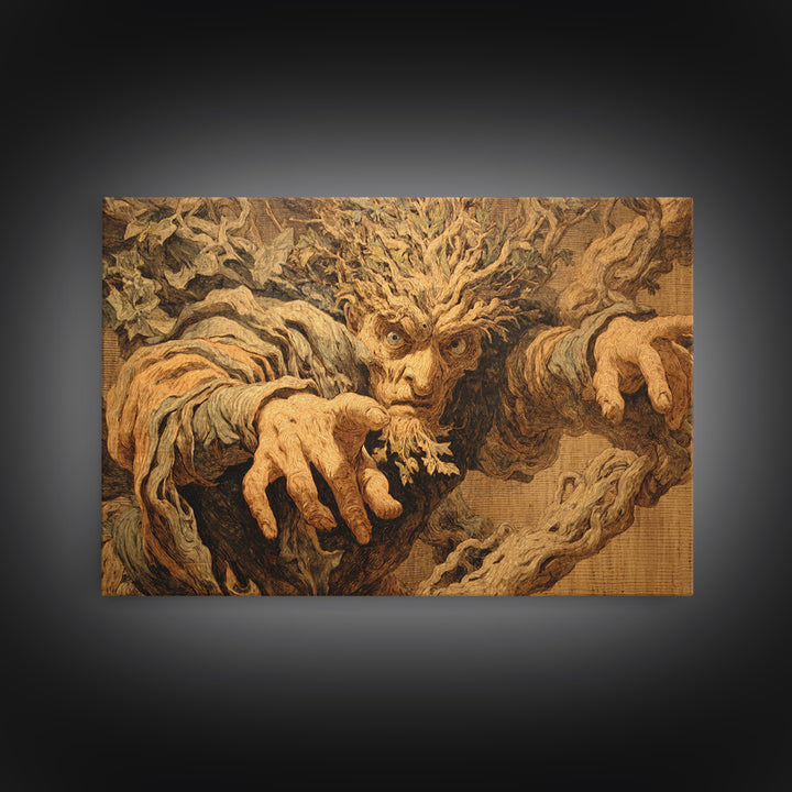 The Hollow-Tree Monster, Dark Renaissance Art, Landscape Wall Art, Gothic Horror Wall Art, Framed Canvas Print