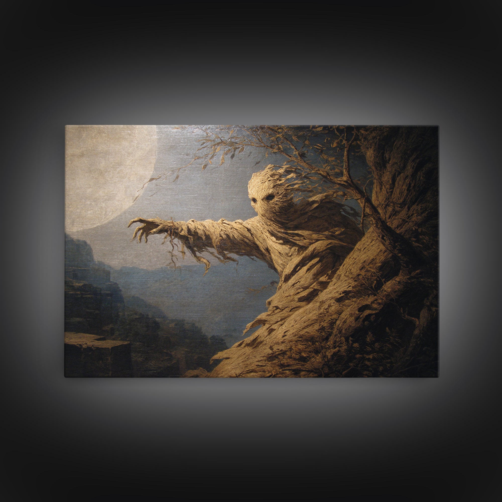 The Hollow-Tree Monster, Romantic Gothic Landscape, Landscape Wall Art, Dark Fantasy Wall Art, Framed Canvas Print
