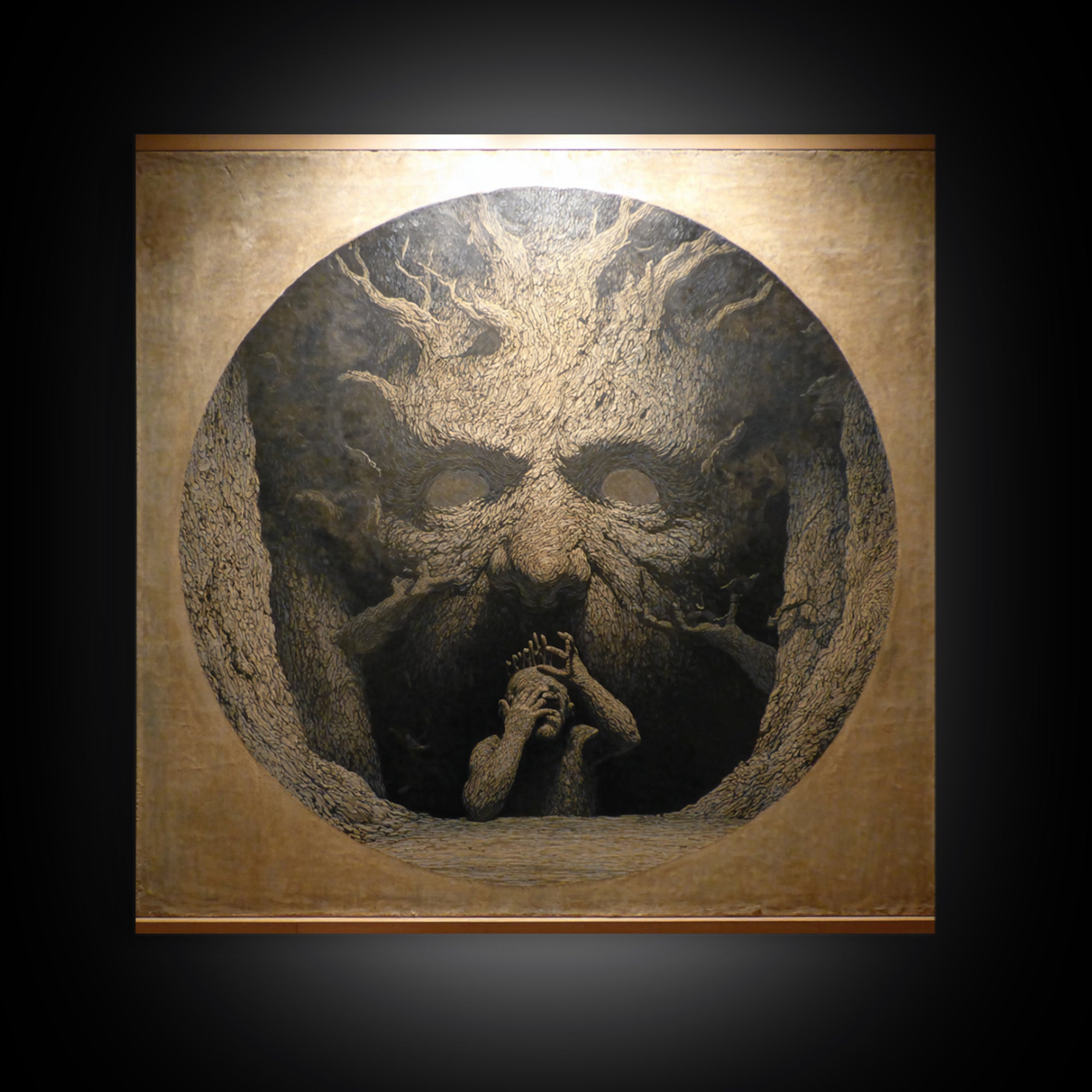 The Hollow-Tree Monster, Symbolist Dream Art, Square Wall Art, Macabre Wall Art, Framed Canvas Print, Halloween Wall Art