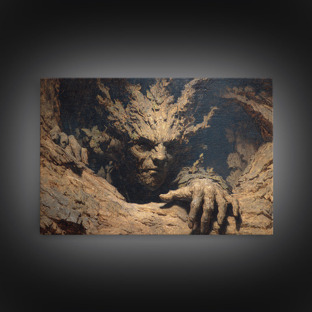 The Hollow-Tree Monster, Ornate Symbolist Art, Landscape Wall Art, Macabre Wall Art, Canvas Print, Halloween Wall Art