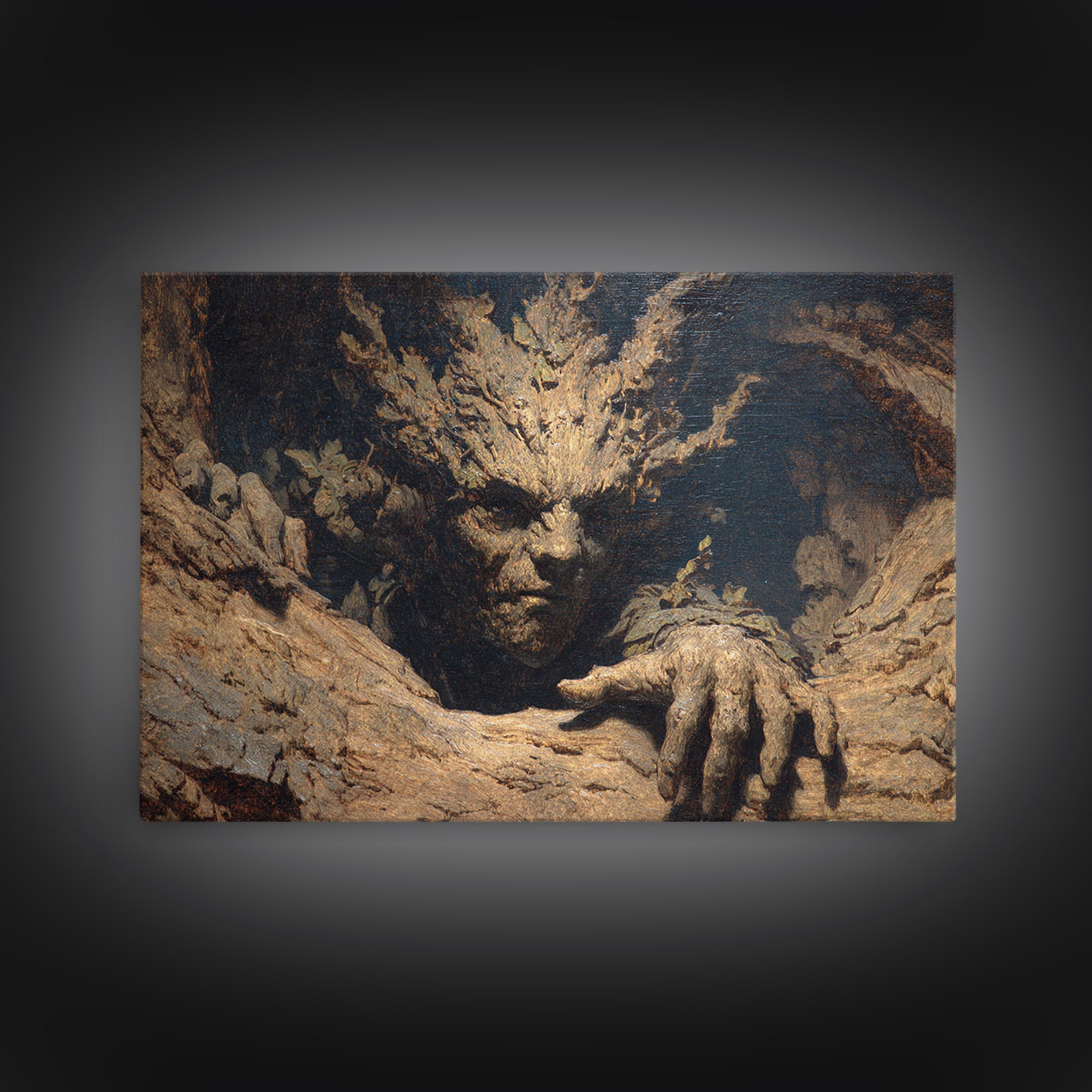 The Hollow-Tree Monster, Ornate Symbolist Art, Landscape Wall Art, Macabre Wall Art, Canvas Print, Halloween Wall Art