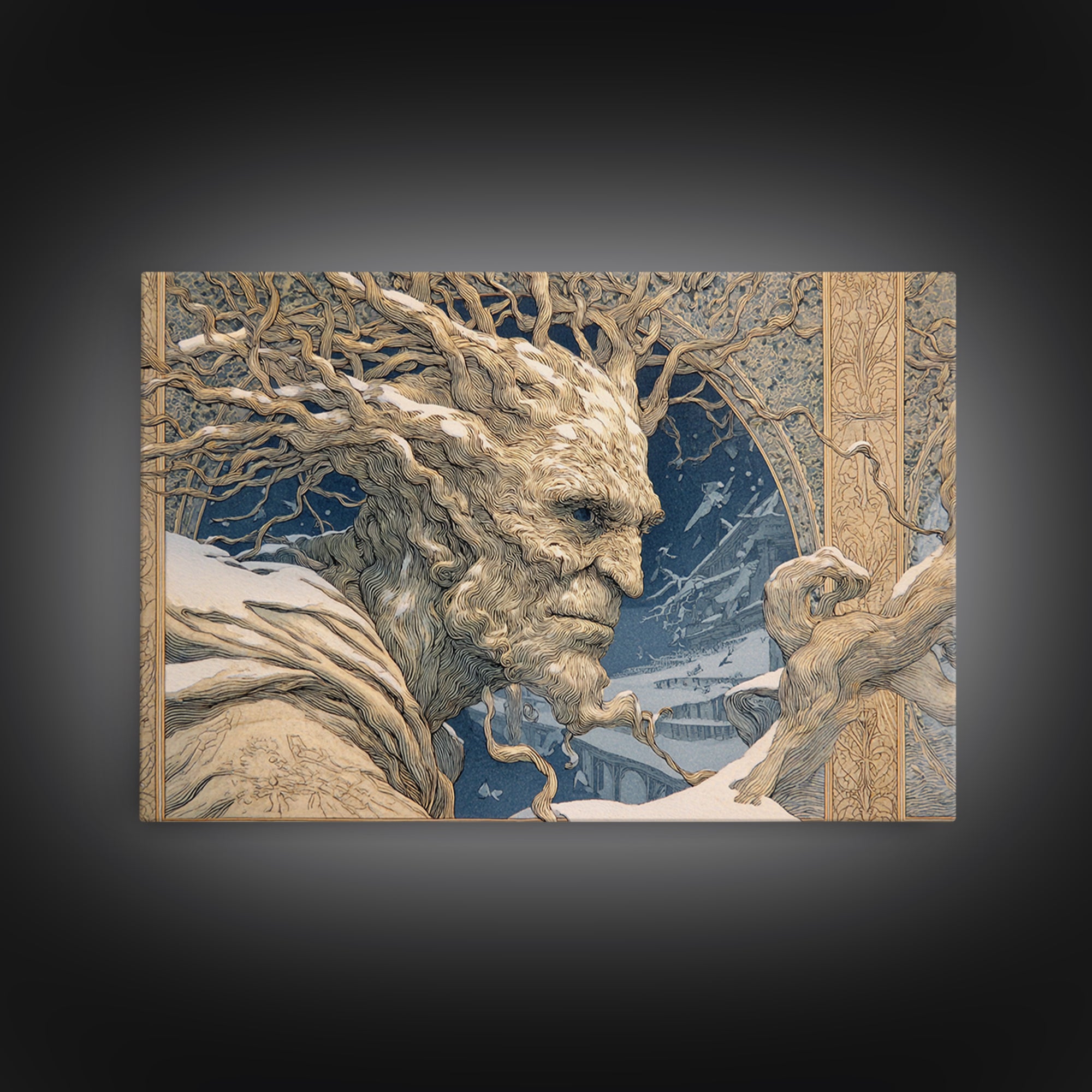 The Hollow-Tree Monster, Symbolist Death Art, Landscape Wall Art, Dark Halloween Decor, Canvas Print, Halloween Wall Art