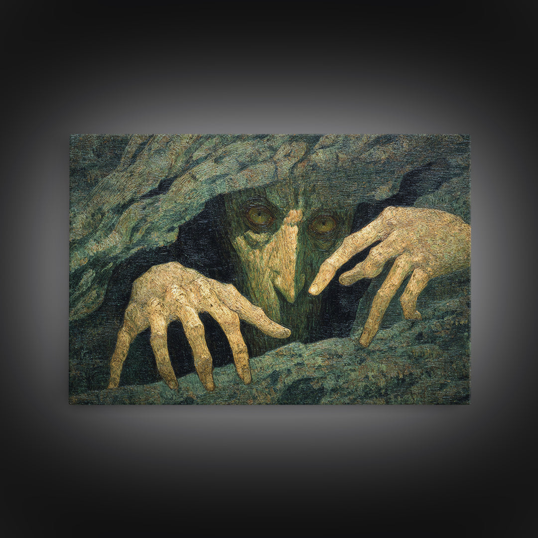The Hollow-Tree Monster, Dark Symbolist Art, Landscape Wall Art, Dark Fantasy Wall Art, Canvas Print, Halloween Wall Art