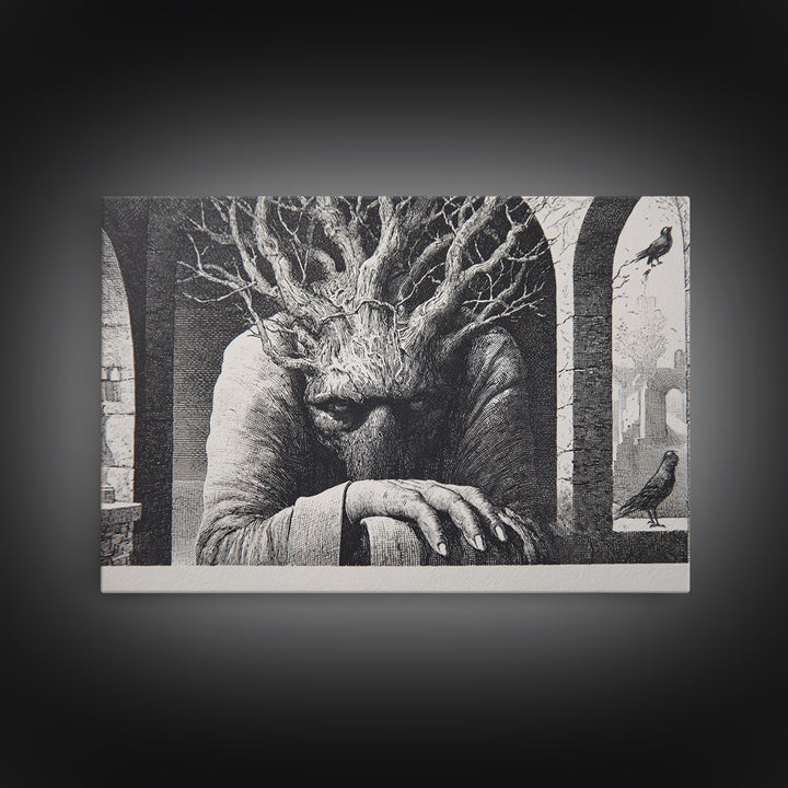 The Hollow-Tree Monster, Victorian Macabre Art, Landscape Wall Art, Macabre Wall Art, Canvas Print, Halloween Wall Art