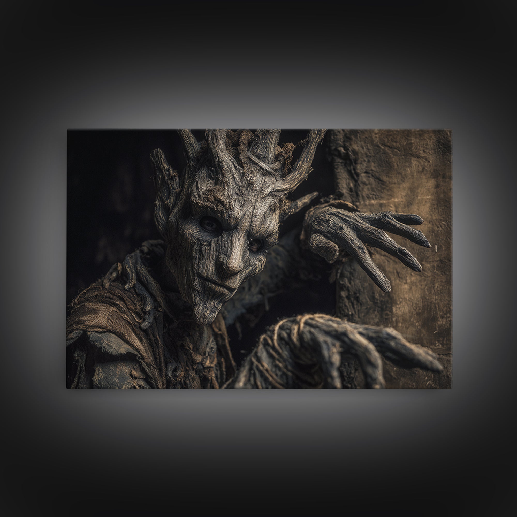 The Hollow-Tree Monster, Surreal Apocalyptic Art, Landscape Wall Art, Dark Halloween Decor, Canvas Print, Halloween Wall Art