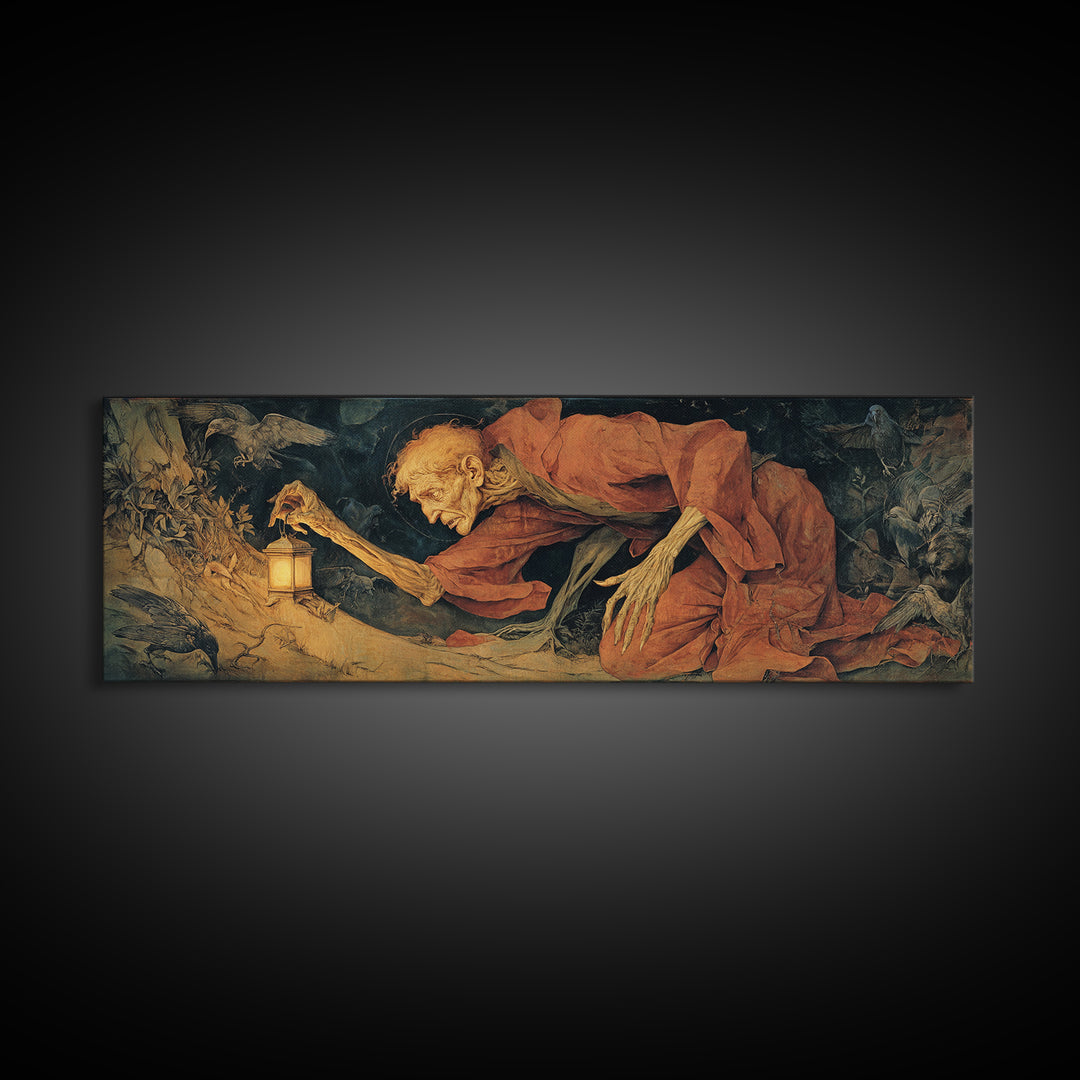 The Crossroads Spirit, Dark Renaissance Art, Extra Wide Wall Art, Gothic Horror Wall Art, Framed Canvas Print, Halloween Wall Art