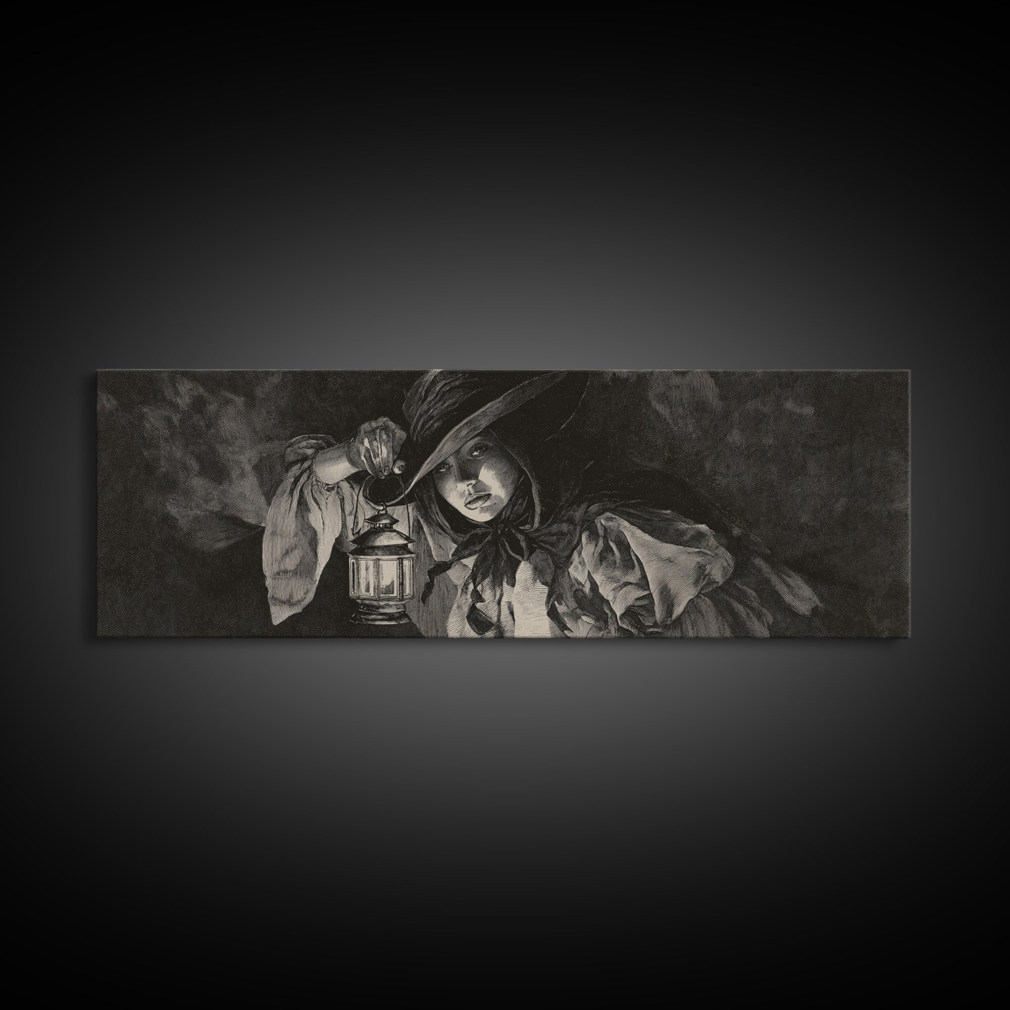 The Crossroads Spirit, Dark Romantic Horror Art, Extra Wide Wall Art, Dark Fantasy Wall Art, Framed Canvas Print, Halloween Wall Art