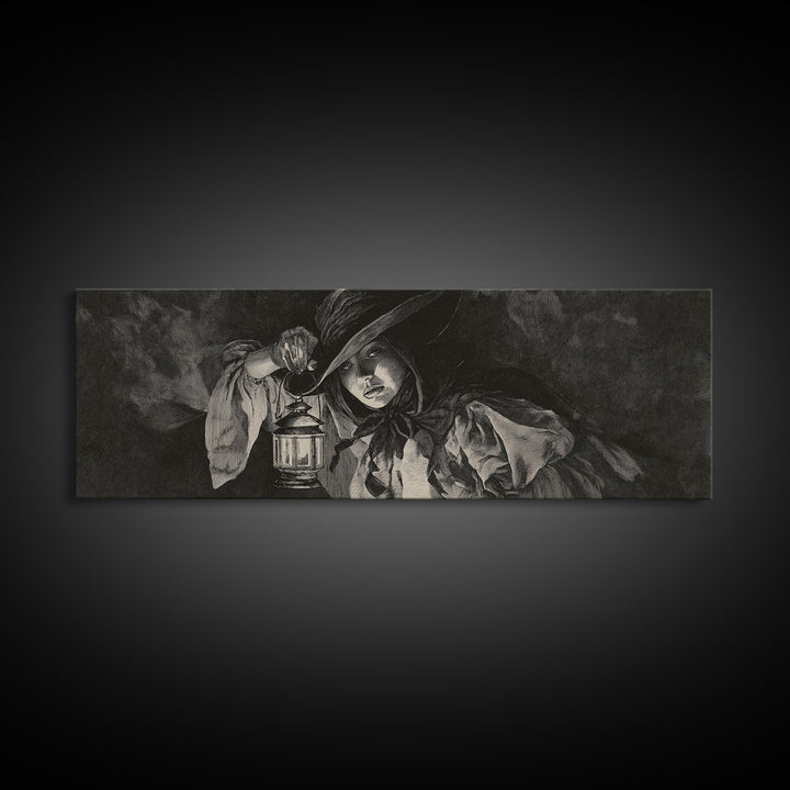 The Crossroads Spirit, Dark Romantic Horror Art, Extra Wide Wall Art, Dark Fantasy Wall Art, Framed Canvas Print, Halloween Wall Art