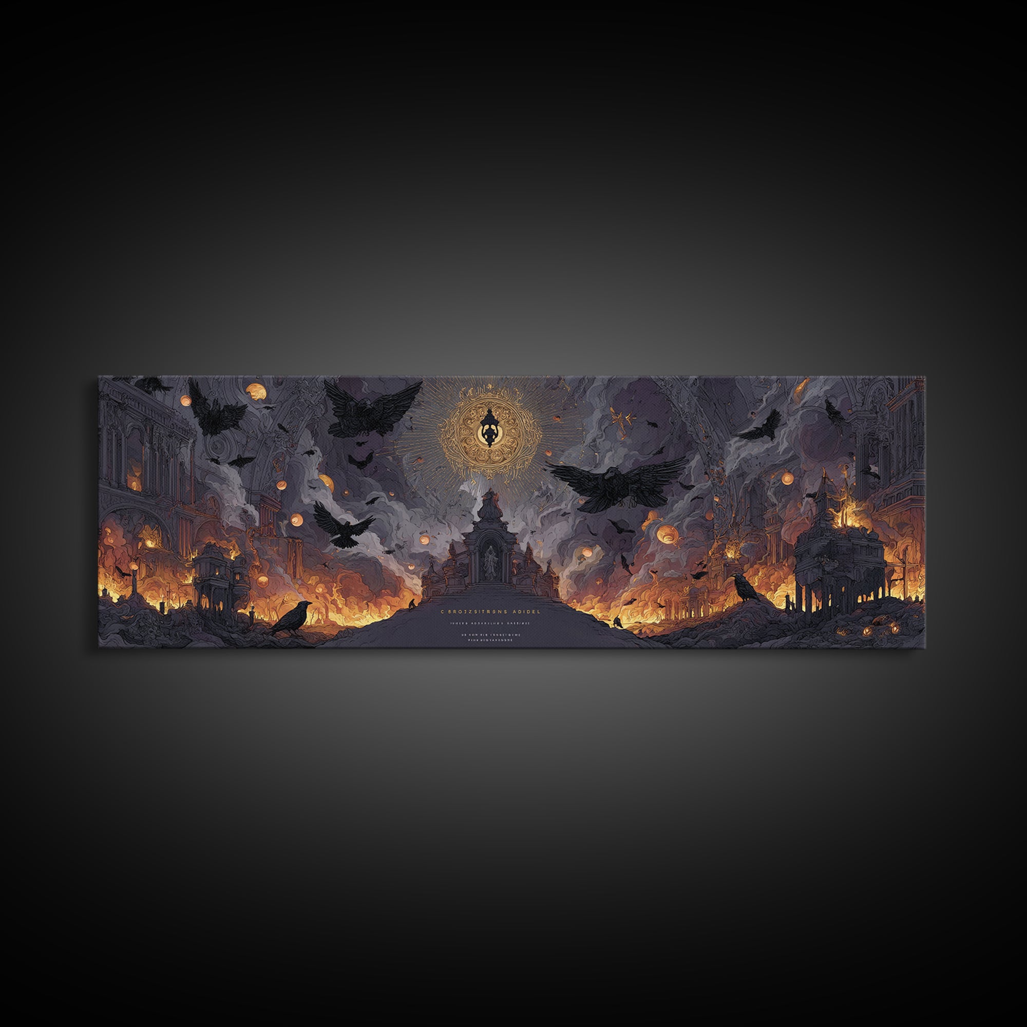 The Crossroads Spirit, Apocalyptic Romantic Art, Extra Wide Wall Art, Dark Halloween Decor, Canvas Print, Halloween Wall Art