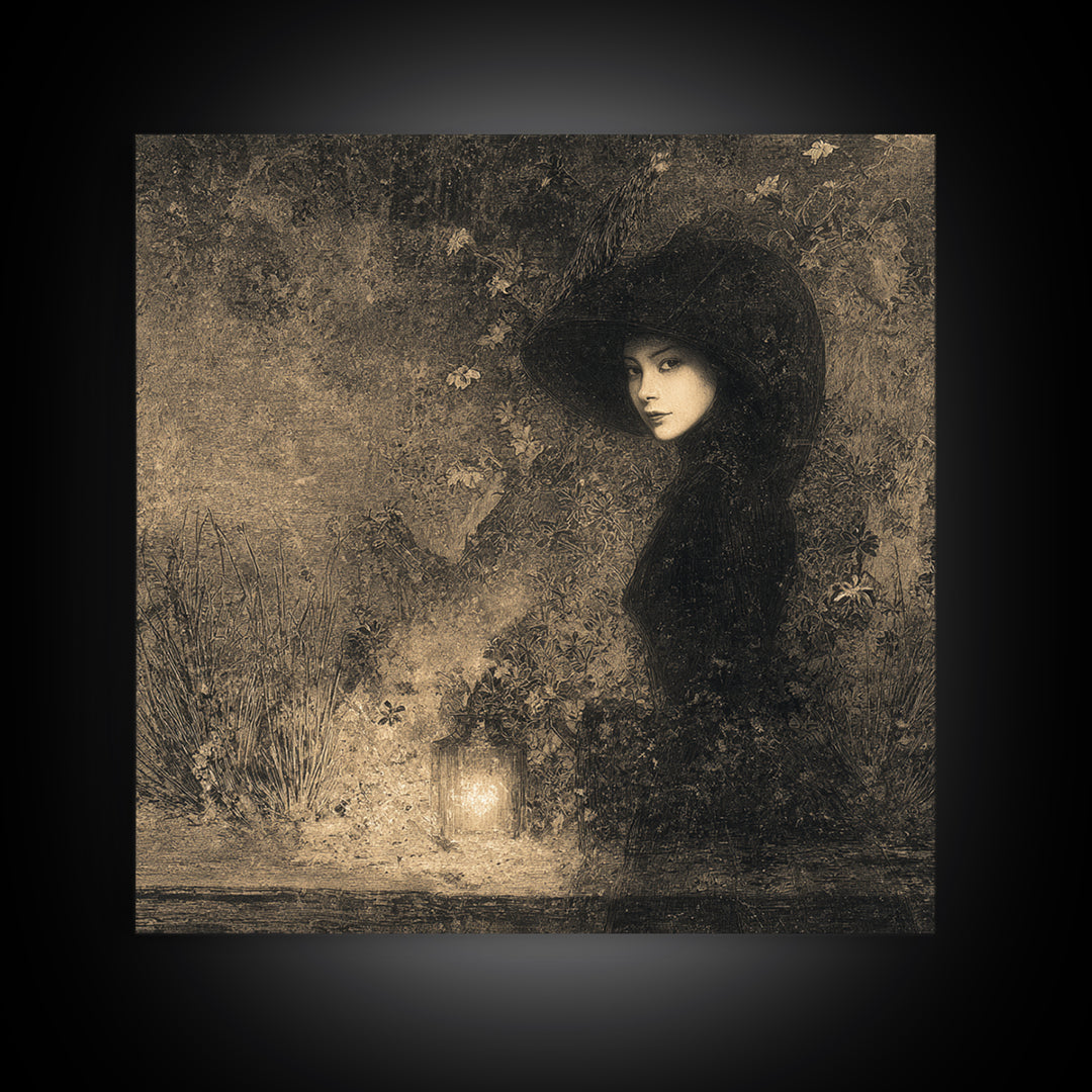 The Crossroads Spirit, Symbolist Dream Art, Square Wall Art, Dark Fantasy Wall Art, Canvas Print, Halloween Wall Art