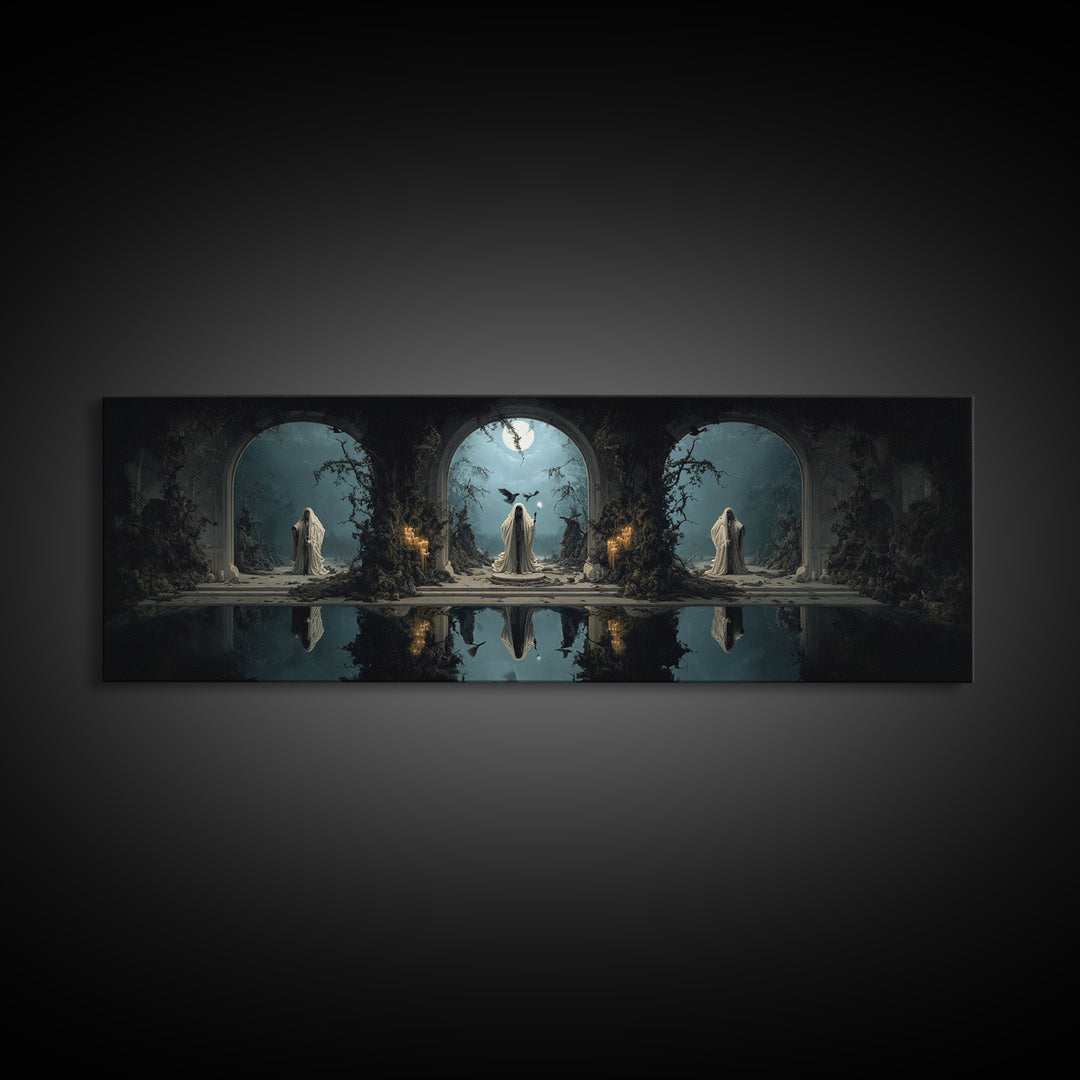 The Crossroads Spirit, Symbolist Gothic Landscape, Extra Wide Wall Art, Dark Fantasy Wall Art, Canvas Print, Halloween Wall Art