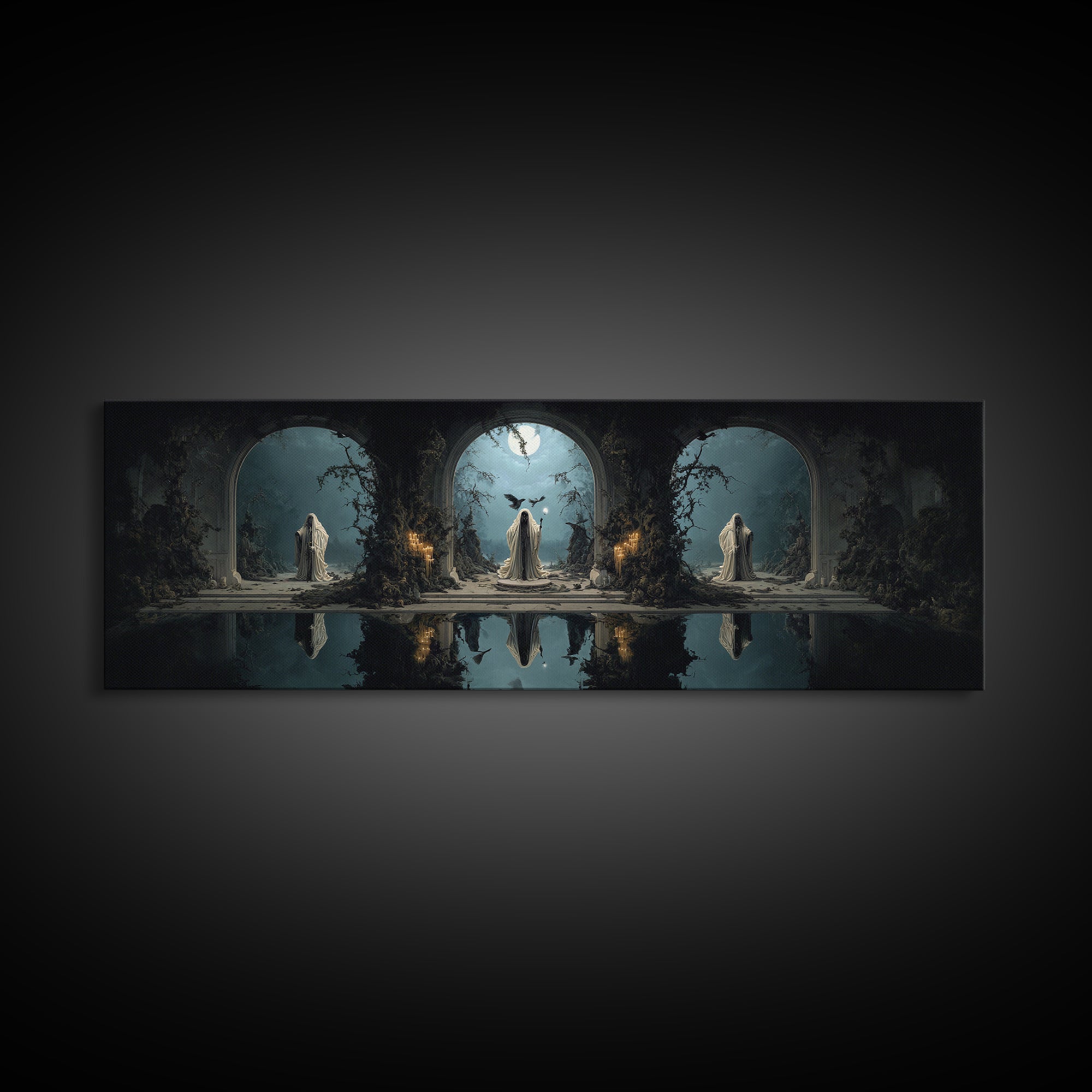 The Crossroads Spirit, Symbolist Gothic Landscape, Extra Wide Wall Art, Dark Fantasy Wall Art, Canvas Print, Halloween Wall Art