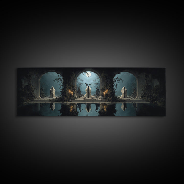 The Crossroads Spirit, Symbolist Gothic Landscape, Extra Wide Wall Art, Dark Fantasy Wall Art, Canvas Print, Halloween Wall Art